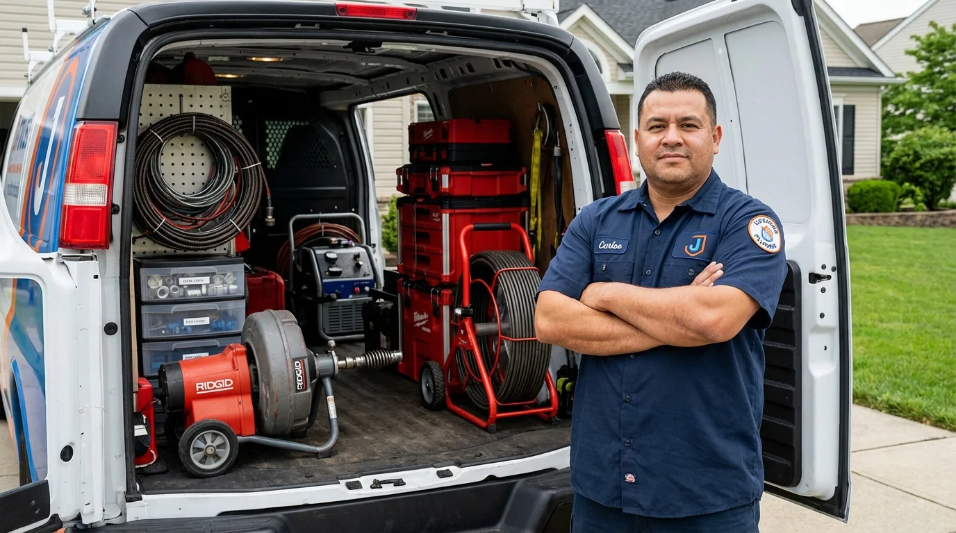 Professional drain cleaning equipment and Johns Plumbing LLC plumber in Hollywood