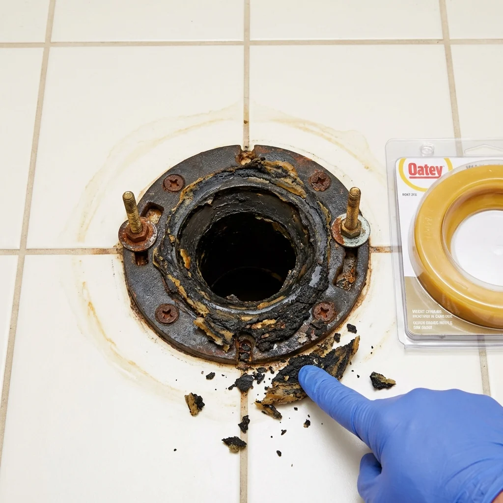 Failed wax ring showing water seepage at the base of a toilet in a Hollywood, FL home